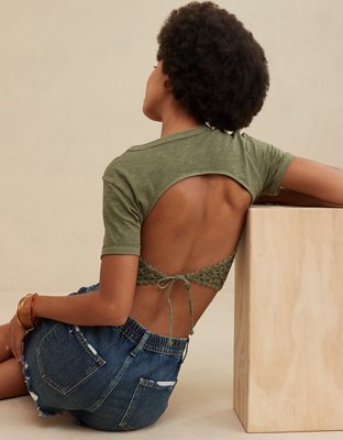 Aerie Summer House Crochet Open Back Baby T-Shirt