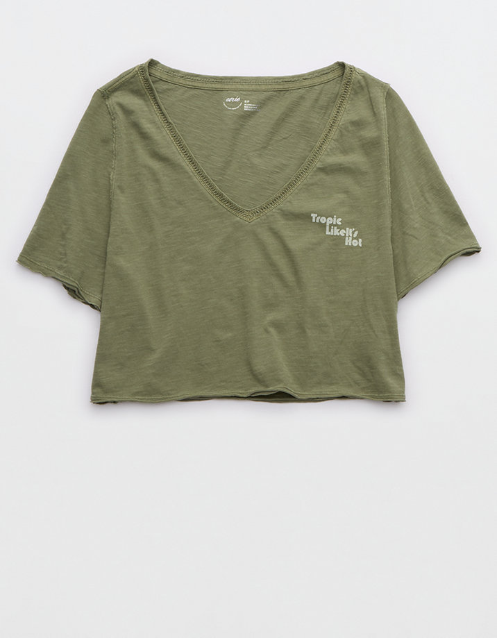 Aerie Cropped Graphic Beach T-Shirt