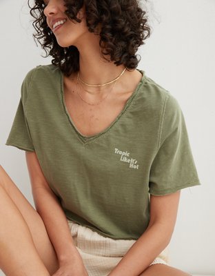 Aerie Cropped Graphic Beach T-Shirt