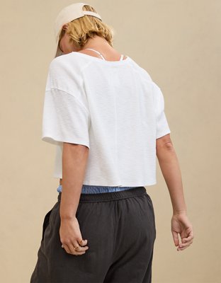 Aerie Cropped Waffle T-Shirt