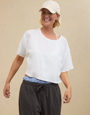 Aerie Cropped Waffle T-Shirt