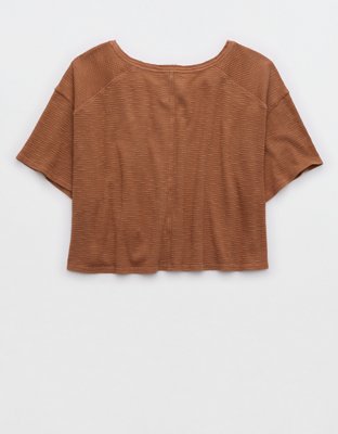 Женские футболки Aerie Cropped Waffle T-Shirt — фото 5
