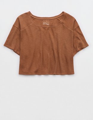 Женские футболки Aerie Cropped Waffle T-Shirt — фото 4