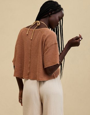 Женские футболки Aerie Cropped Waffle T-Shirt — фото 3
