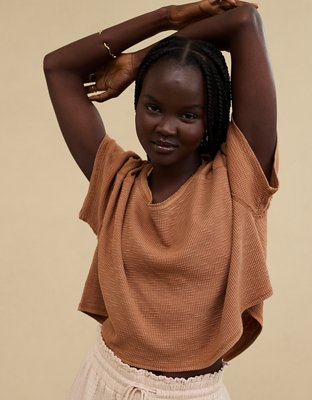 Женские футболки Aerie Cropped Waffle T-Shirt — фото 2