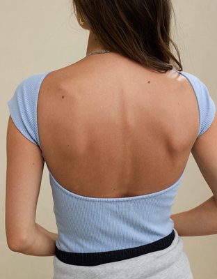 Aerie T-shirt en Punto Elástico con Espalda Abierta