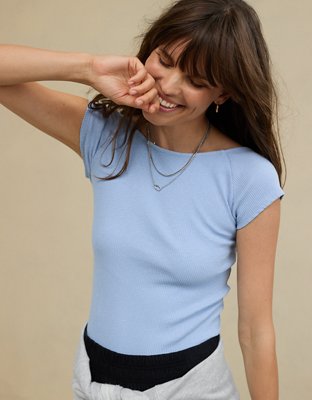 Aerie T-shirt en Punto Elástico con Espalda Abierta