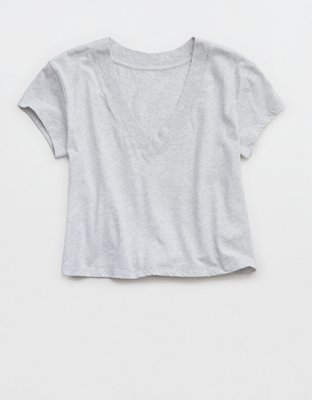 Aerie Cropped Extreme V-Neck T-Shirt