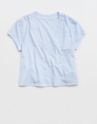 Aerie Cropped Extreme V-Neck T-Shirt