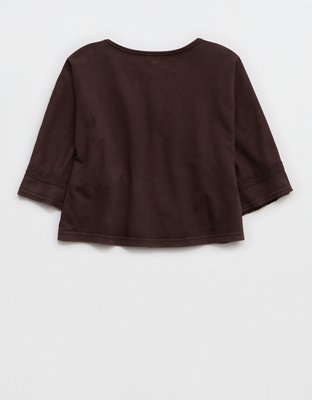 Aerie Short Sleeve Crochet Cardigan