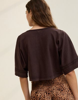 Aerie Short Sleeve Crochet Cardigan