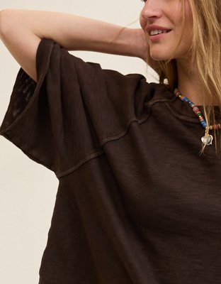 Женская футболка Aerie It's Casual Knit Slub, цвет: Глубокий земляной — фото 6
