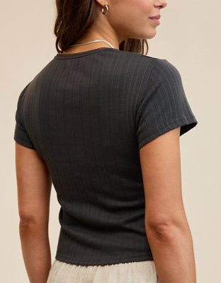 Aerie Pointelle Square Neck T-Shirt