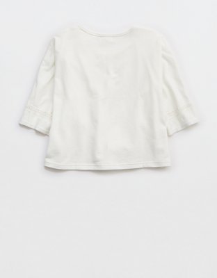 Aerie Short Sleeve Crochet Cardigan