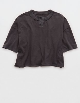 Aerie Remix Henley Cropped T-Shirt