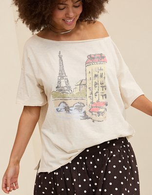 Aerie Oversized Off The Shoulder Boyfriend T-Shirt