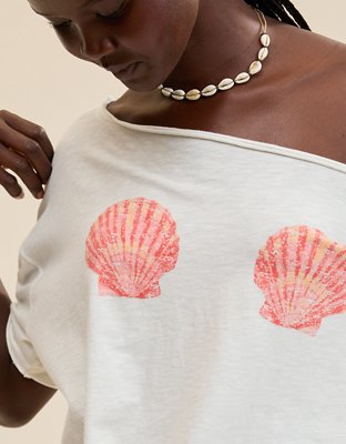 Aerie Off The Shoulder Oversized Boyfriend T-Shirt