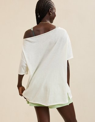 Aerie Off The Shoulder Oversized Boyfriend T-Shirt