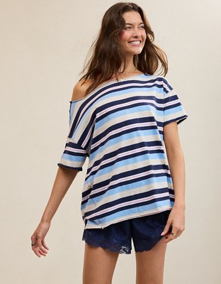 Aerie Off The Shoulder Oversized Boyfriend T-Shirt