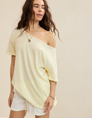 Aerie Off The Shoulder Oversized Boyfriend T-Shirt