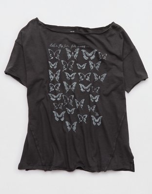 Aerie Off The Shoulder Oversized Boyfriend T-Shirt