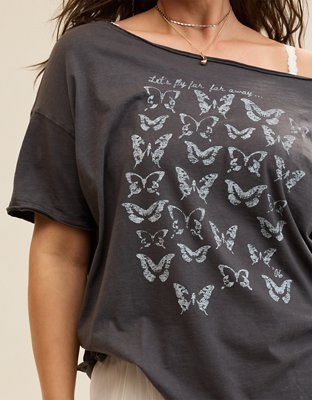 Aerie Oversized Off The Shoulder T-Shirt