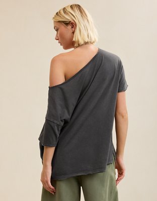Aerie Off The Shoulder Oversized Boyfriend T-Shirt