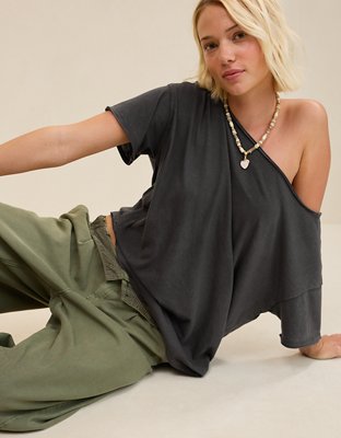 Aerie Off The Shoulder Oversized Boyfriend T-Shirt