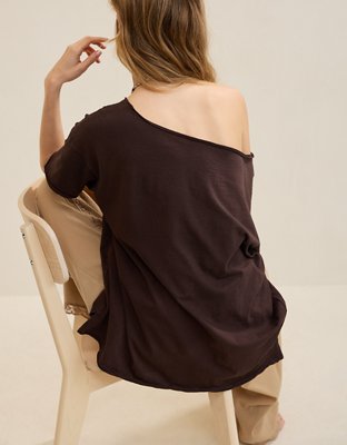 Aerie Off The Shoulder Oversized Boyfriend T-Shirt