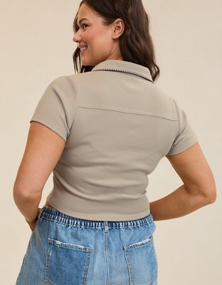 Aerie Cropped Polo T-Shirt