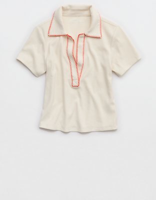 Aerie Cropped Polo T-Shirt