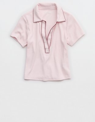 Aerie Cropped Polo T-Shirt