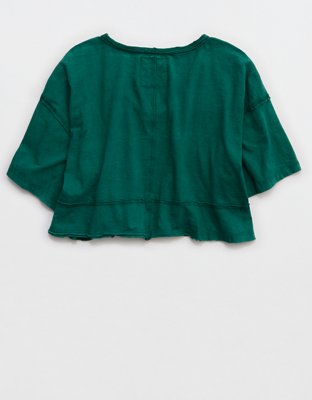 Aerie Happiest Cropped V Neck T-Shirt