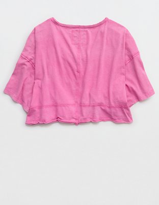 Aerie Happiest Cropped V Neck T-Shirt
