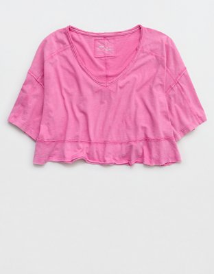 Aerie Happiest Cropped V Neck T-Shirt