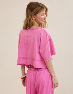 Aerie Happiest Cropped V Neck T-Shirt