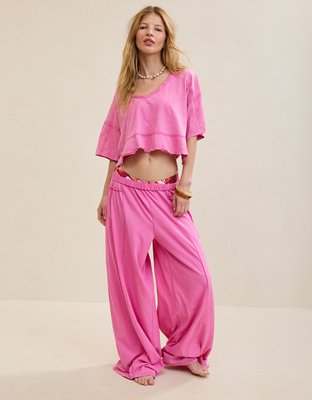 Aerie Happiest Cropped V Neck T-Shirt