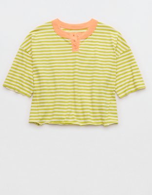 Aerie Remix Henley Cropped T-Shirt