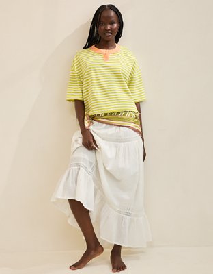 Aerie Remix Henley Cropped T-Shirt