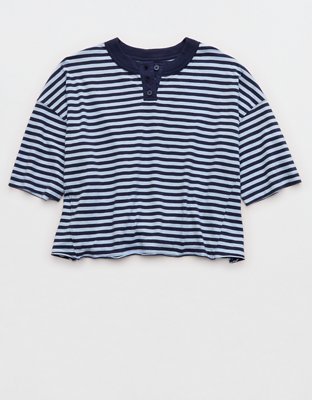 Aerie Remix Henley Cropped T-Shirt