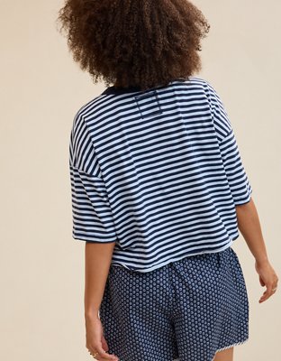 Aerie Remix Henley Cropped T-Shirt