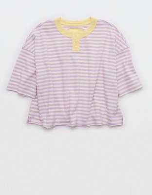 Aerie Remix Henley Cropped T-Shirt