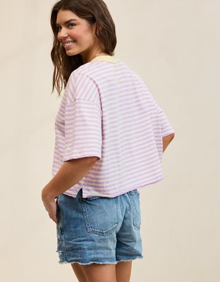 Aerie Remix Henley Cropped T-Shirt