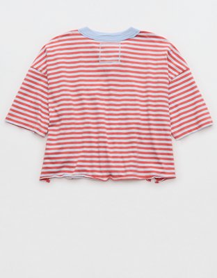 Aerie Remix Henley Cropped T-Shirt