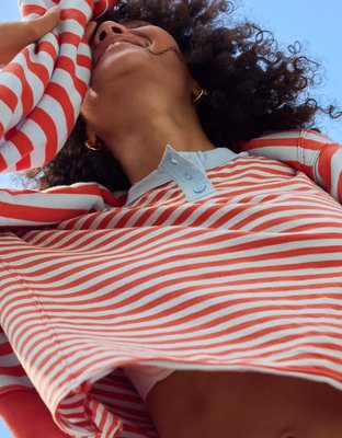 Aerie Remix Henley Cropped T-Shirt