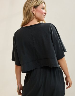 Aerie Happiest Cropped V Neck T-Shirt