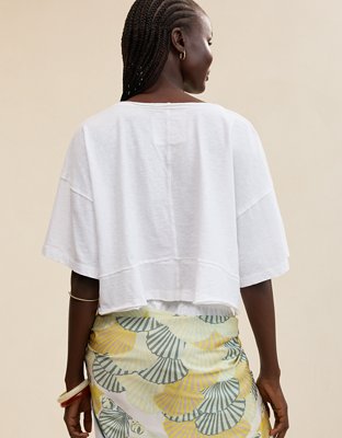 Aerie Happiest Cropped V Neck T-Shirt