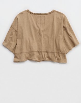 Aerie Happiest Cropped V Neck T-Shirt