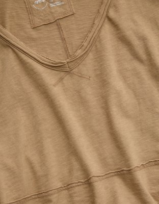 Aerie Happiest Cropped V Neck T-Shirt