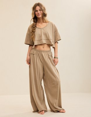 Aerie Happiest Cropped V Neck T-Shirt